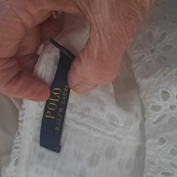 Polo Ralph Lauren White Cotton Eyelet Maxi Dress with ruffled neckline sz8 EUC - Picture 10 of 12